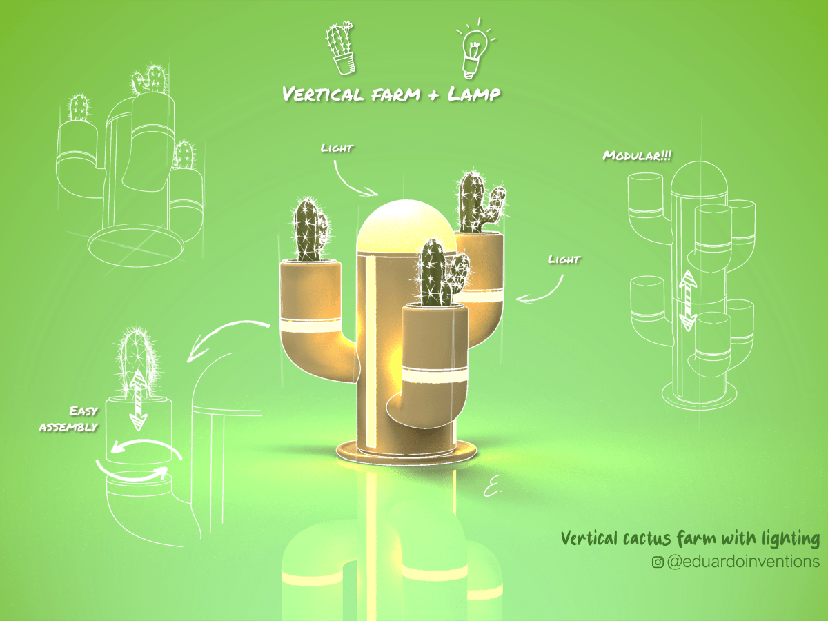 Vertical Cactus Farm + Lamp!&nbsp;🌵💡